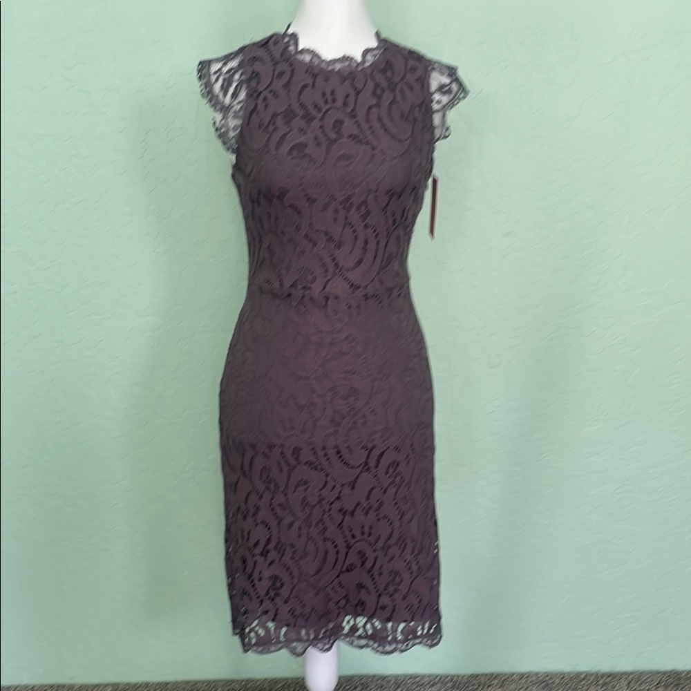 Elegant Lace Dress in Purple - XS